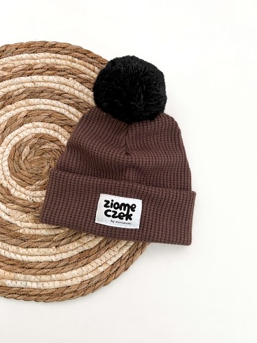 Beanie sweterkowa mocca Minimiki