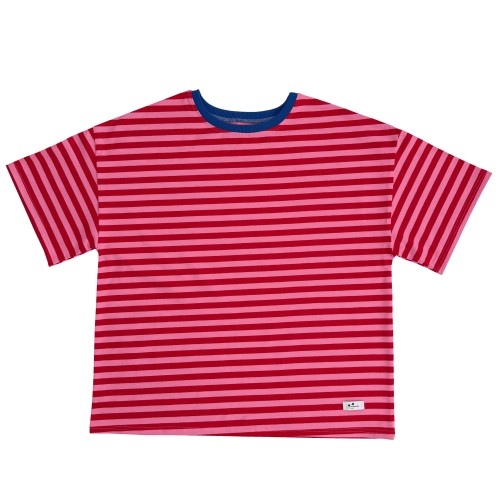 Koszulka damska paski róż czerwony Minimiki