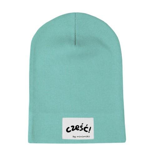 Cienka czapka prazkowana aqua Minimiki Czesc