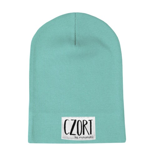 Cienka czapka prazkowana aqua Minimiki Czort