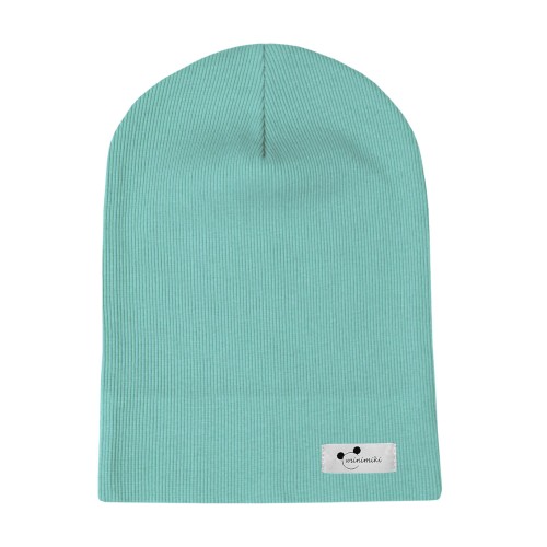 Cienka czapka prazkowana aqua Minimiki logo