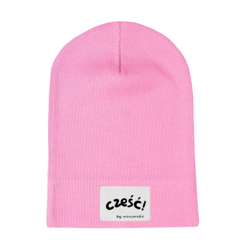 Cienka czapka prazkowana wiosna lato light pink Minimiki czesc