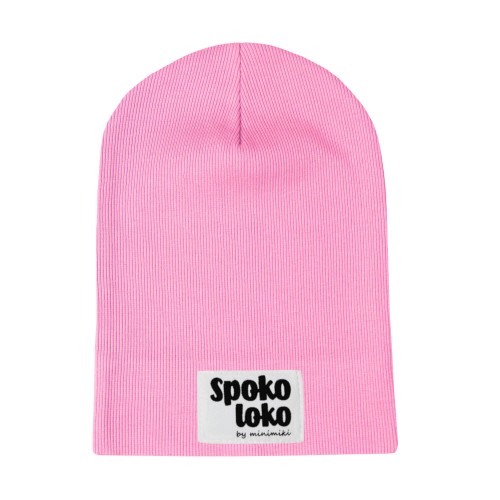 Cienka czapka prazkowana wiosna lato light pink Minimiki spoko