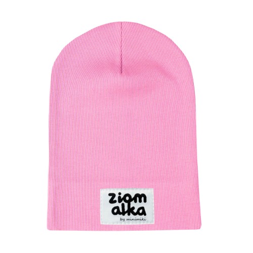 Cienka czapka prazkowana wiosna lato light pink Minimiki ziomalka