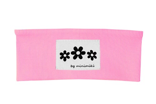 Opaska prazkowana dziecieca light pink Minimiki kwiatki