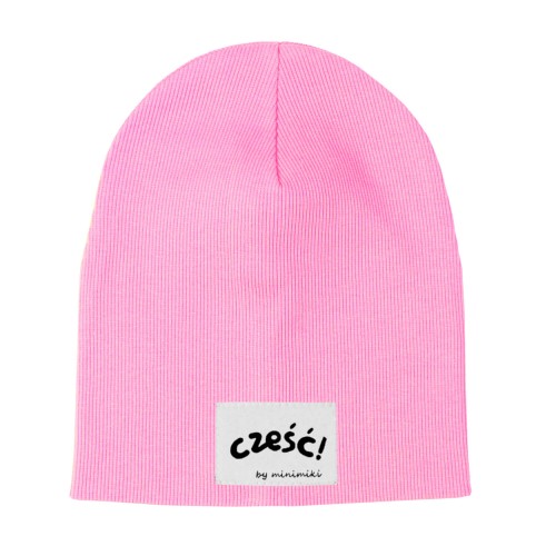 Czapka prazkowana podwojna Minimiki light pink Czesc