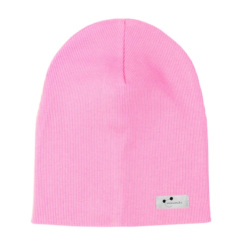 Czapka prazkowana podwojna Minimiki light pink Logo