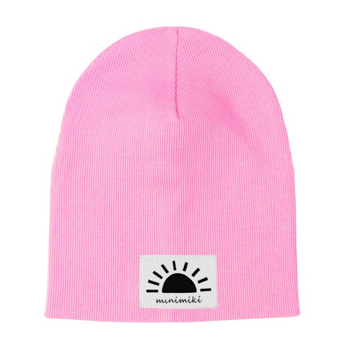 Czapka prazkowana podwojna Minimiki light pink zachod slonca