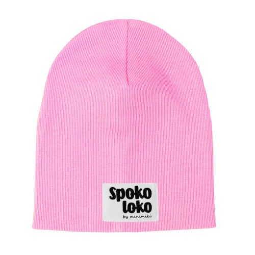 Czapka prazkowana podwojna Minimiki light pinkSpokoloko