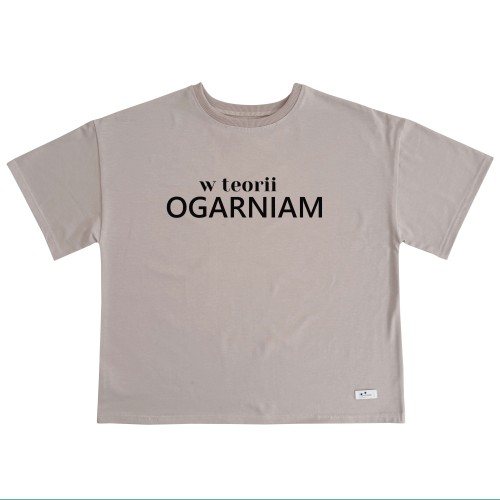 Bezowa koszulka damska w teorii ogarniam