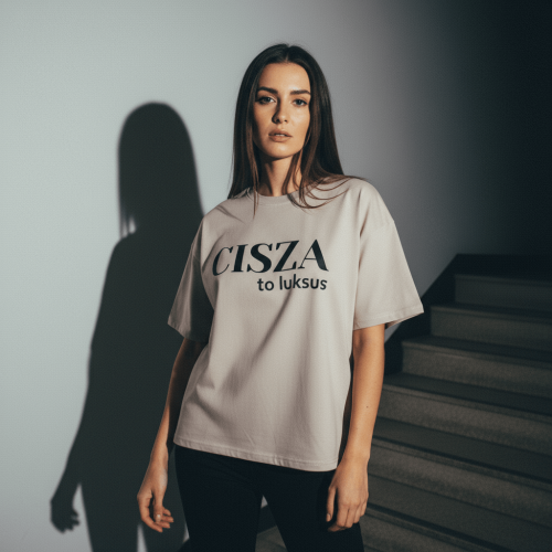 Koszulka damska Cisza to luksus beżowa