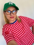 Koszulka damska w paski candy pink - red