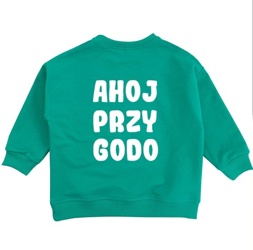 Bluza dziecięca oversize Ahoj Przygodo emerald