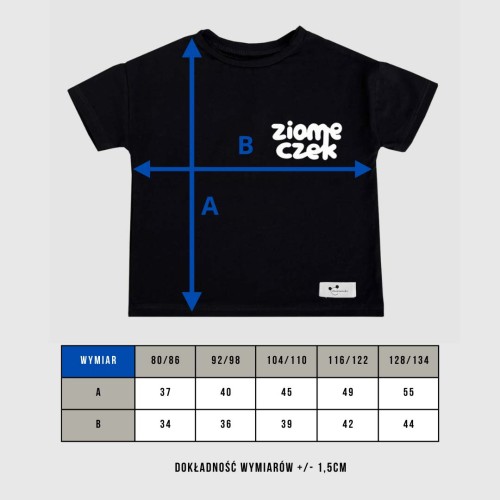 Tabela wymiarów koszulka dziecięca oversize Minimiki