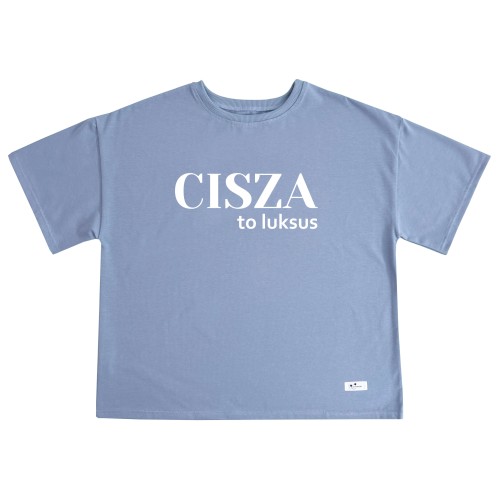 Koszulka damska oversize vintage blue cisza to luksus