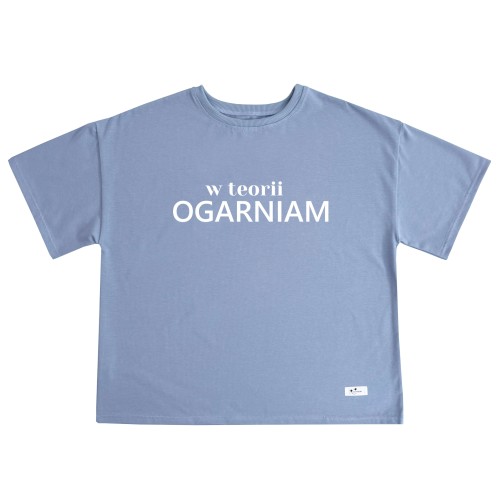 Koszulka damska oversize W teorii ogarniam vintage blue