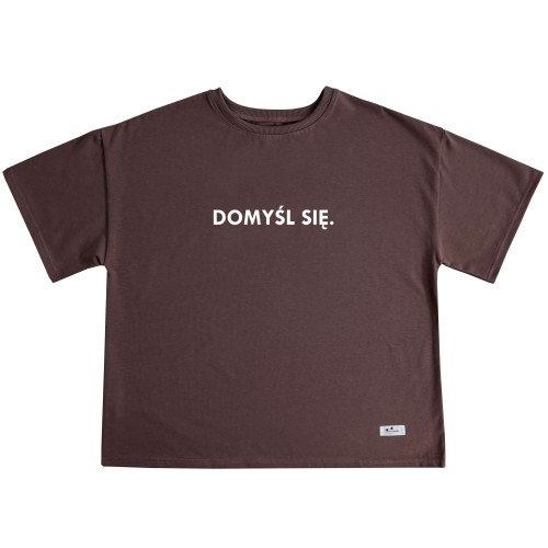 Koszulki damskie oversize domyśl sie  brazowa