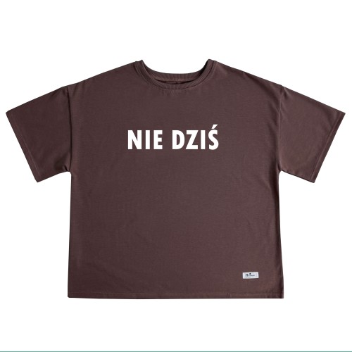 Koszulki damskie oversize nie dziś brazowa