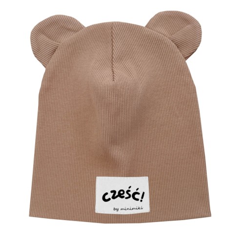 Czapka podwójna z uszkami cappuccino czesc Minimiki